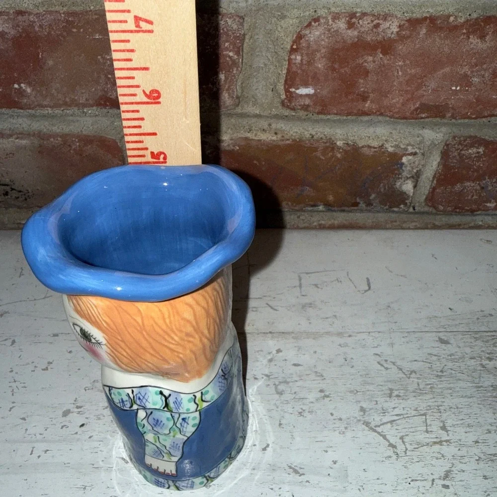 Susan Paley by Ganz Figural Bud Vase Vintage Folk Art‎ Face Ceramic MEG